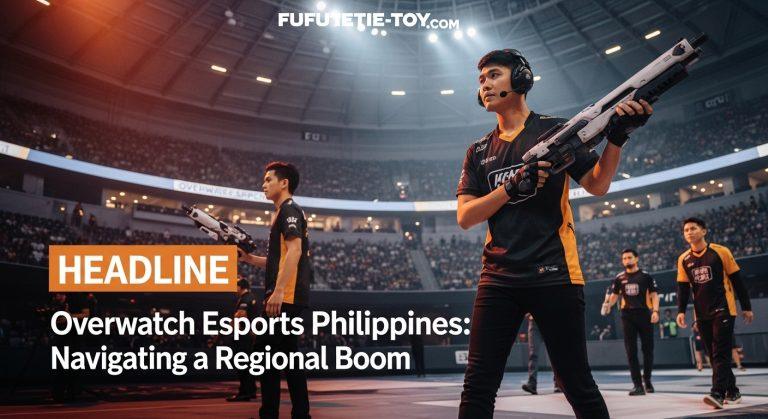 Overwatch Esports Philippines event with teams on stage and fans in the arena.