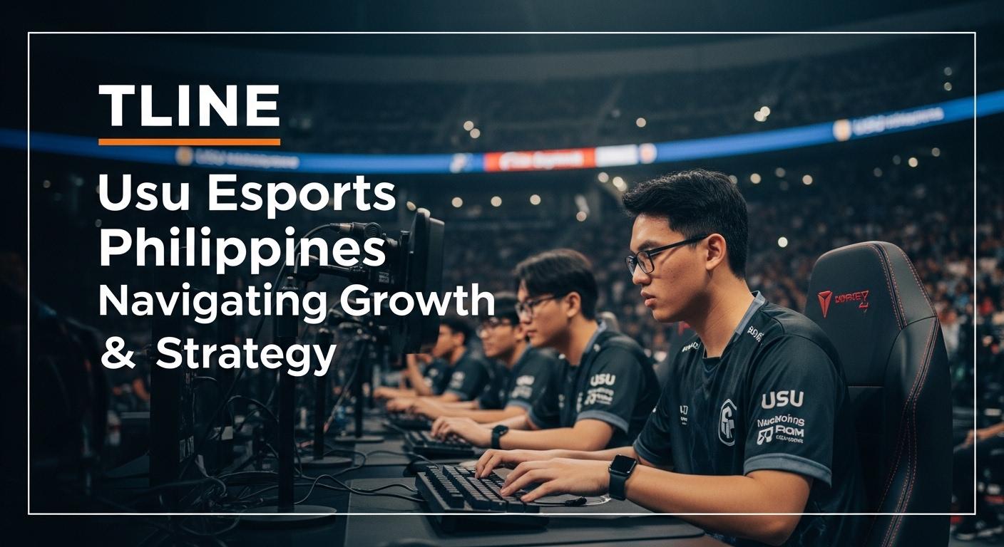 Philippine esports event with diverse players and banners for USU Esports Philippines.