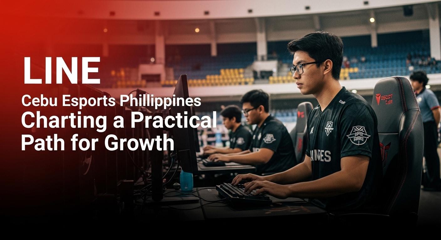 Editorial graphic depicting the growth of cebu Esports Philippines with players, venues, and data visuals.