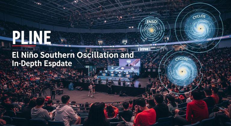 Esports players in the Philippines with weather-themed graphics representing El Niño Southern Oscillation