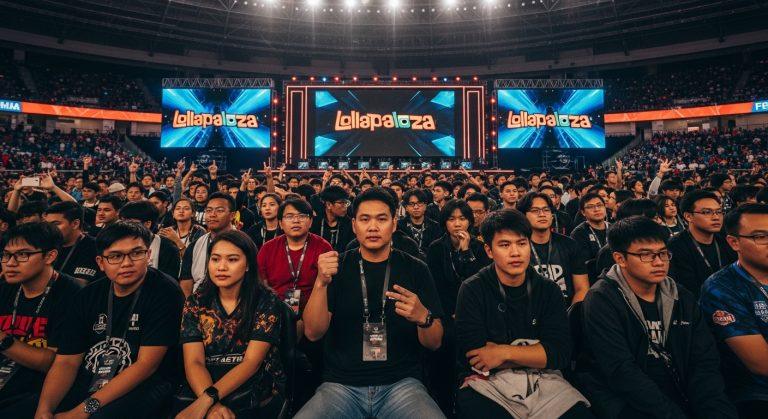 Philippine esports fans at a live event with Lollapalooza branding.