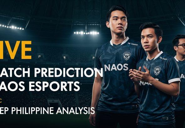 VALORANT match preview scene with NAOS Esports and Oasis Gaming banners and a Philippine audience